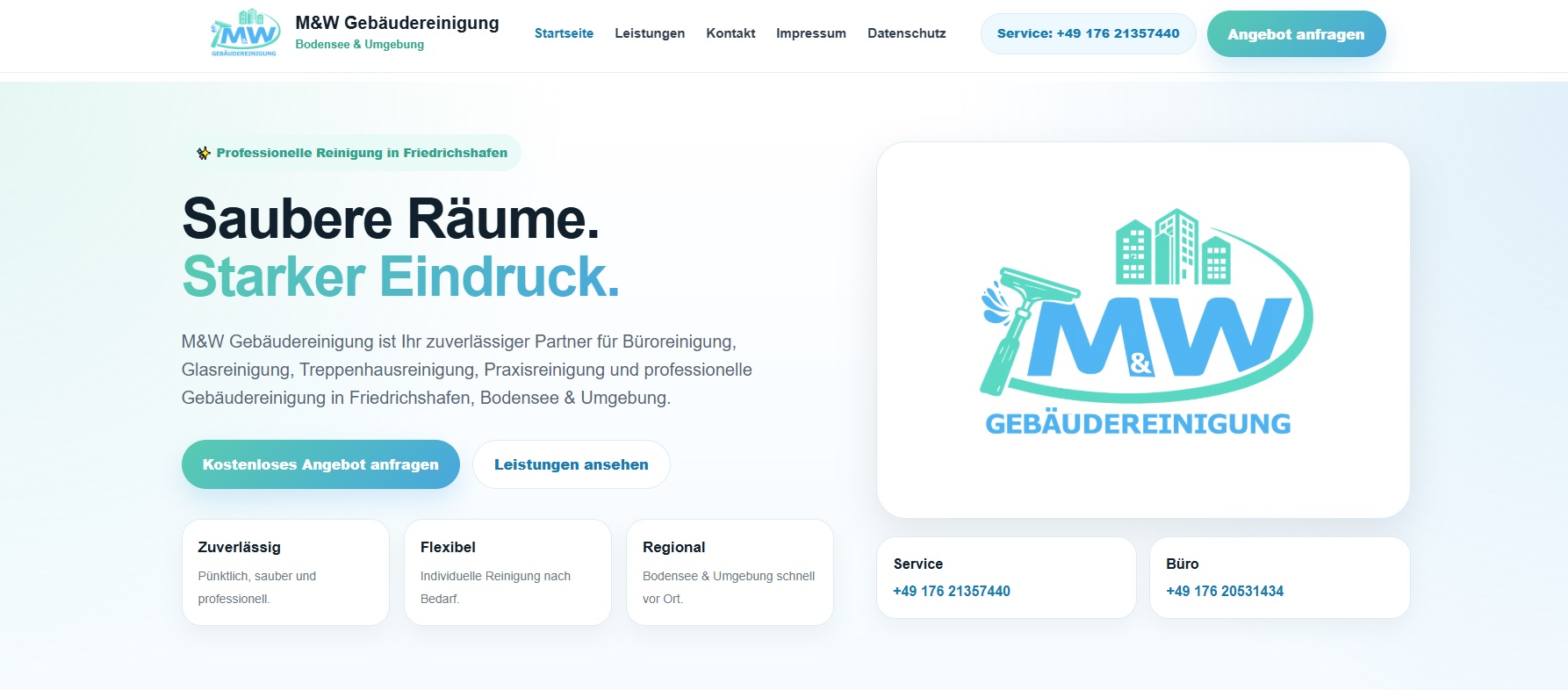 Website Referenz M und W Gebäudereinigung